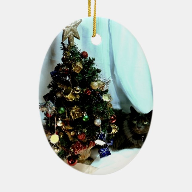 Grey Christmas Ceramic Tree Decoration (Back)