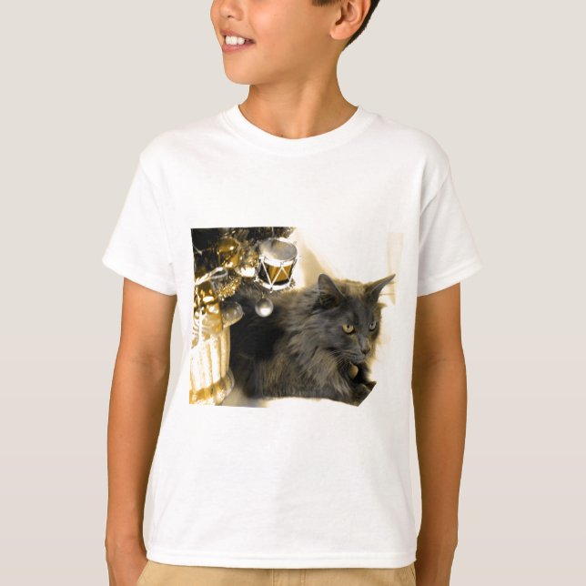Grey Christmas Kitty IIII T-Shirt (Front)