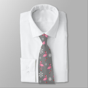 grey christmas santa claus flamingo tie