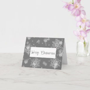 Grey Christmas Snowflakes Greeting Card
