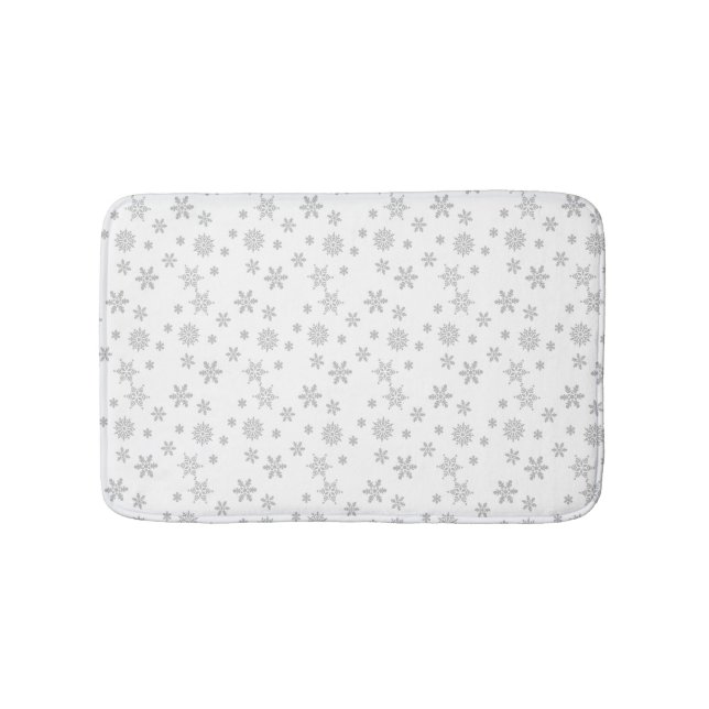 Grey Christmas Snowflakes pattern for the Holidays Bath Mat (Front)