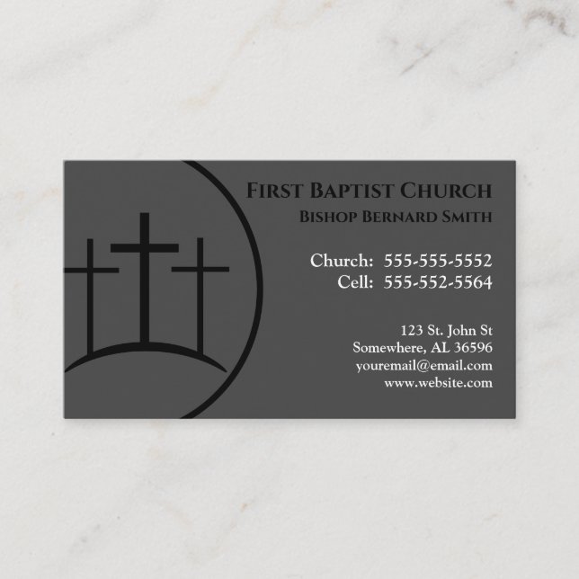 Grey Church Pastor or Deacon Business Card (Front)