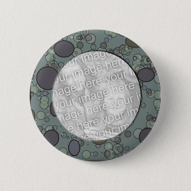 grey circle frame template 6 cm round badge (Front)