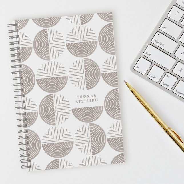 Grey Circle Geometric Pattern Spiral Notebook (Creator Uploaded)