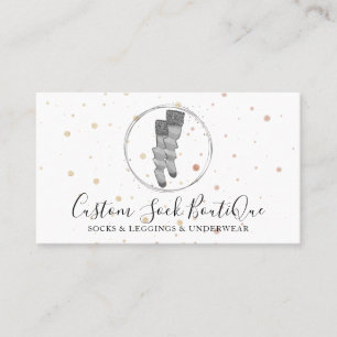 Grey Circle Polka Dots Couple Sock Business Card