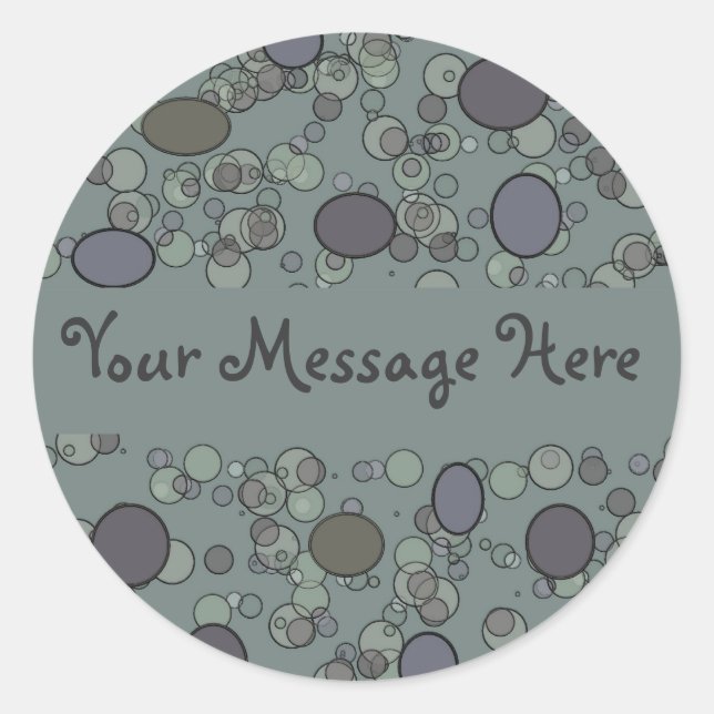 Grey Circles Classic Round Sticker (Front)