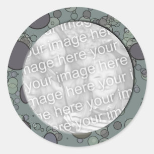 grey circles frame template classic round sticker