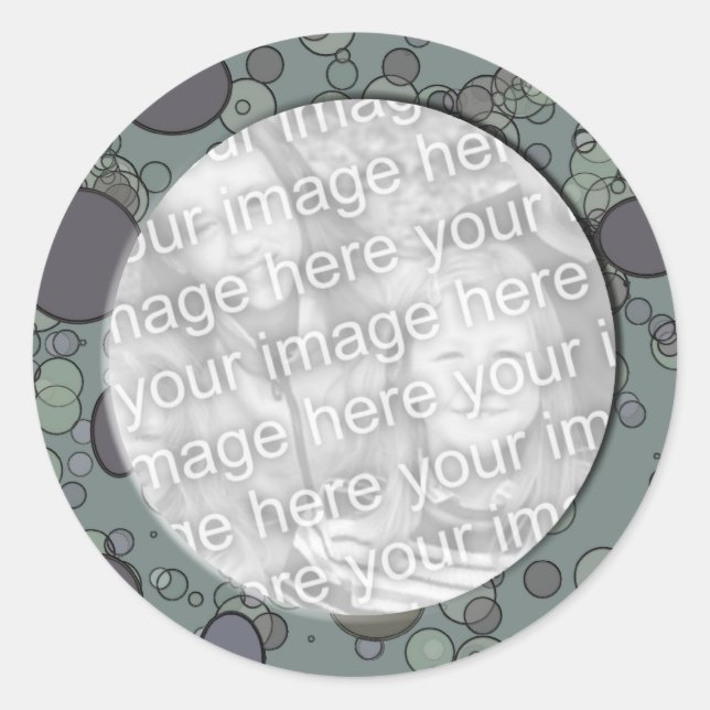 grey circles frame template classic round sticker (Front)