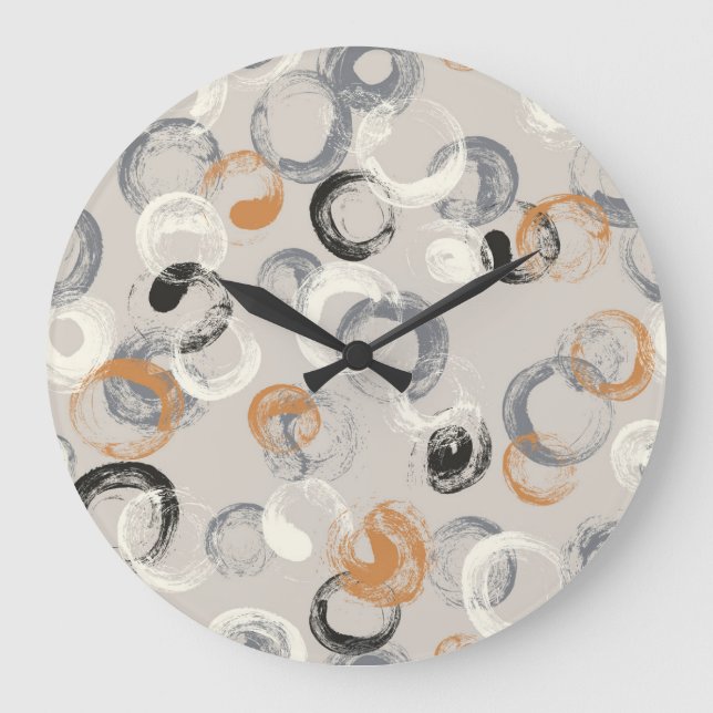 Grey Circles: Simple Seamless Pattern Large Clock (Front)