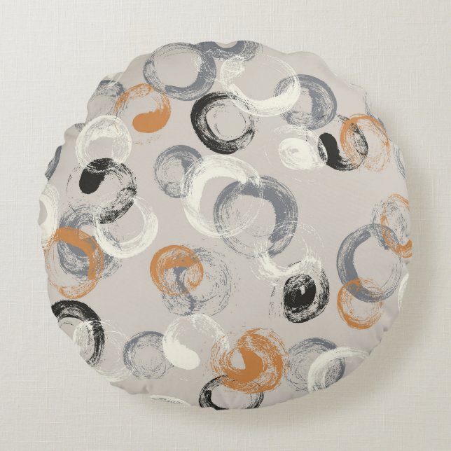 Grey Circles: Simple Seamless Pattern Round Cushion (Front)