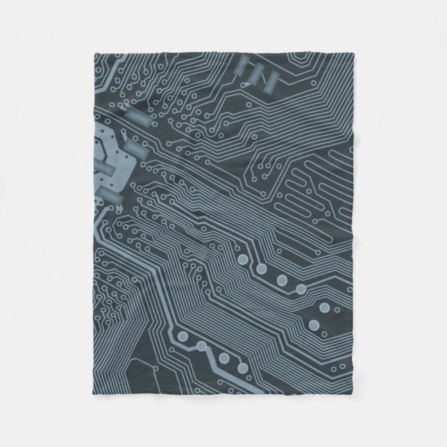Grey Circuit Board Fleece Blanket (Front)