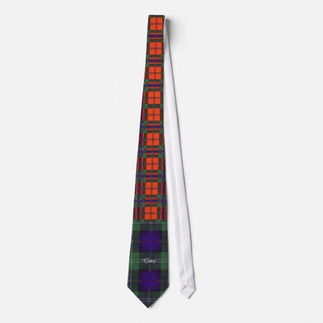 Grey clan Plaid Scottish kilt tartan Tie (Front)