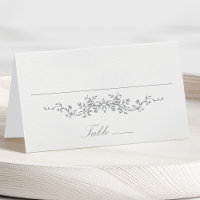 Grey Classic Floral Wedding Place Card