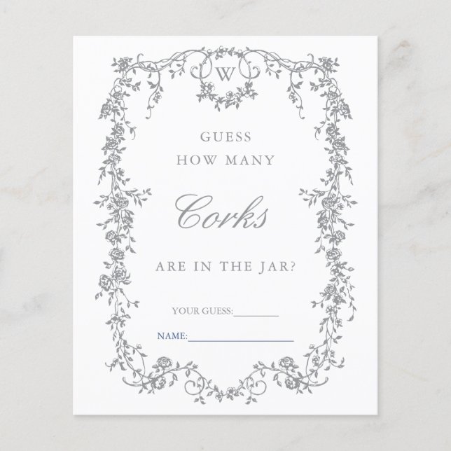 Grey Classic French 'Guess How Many' Bridal Game (Front)