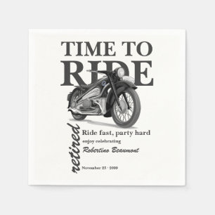 Grey Classic Motorbike Ride Fast Retirement Party Napkin
