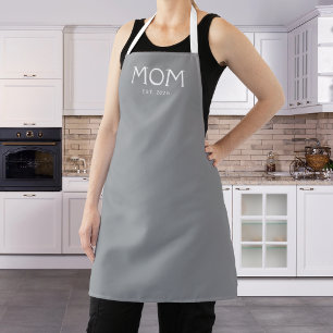 Grey Classic Typography Mum Established Apron