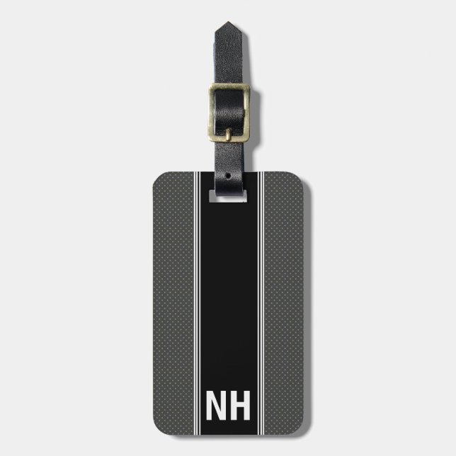 Grey Classy Personalised Monogrammed Luggage Tag (Front Vertical)