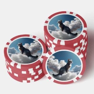 Grey Cloud Cat Poker Chips