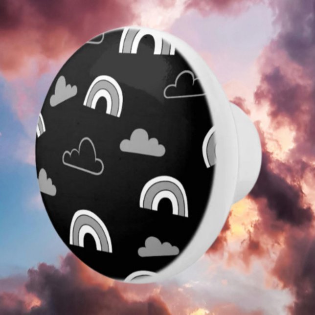 Grey Clouds and Rainbows on Black Ceramic Knob (Creator Uploaded)