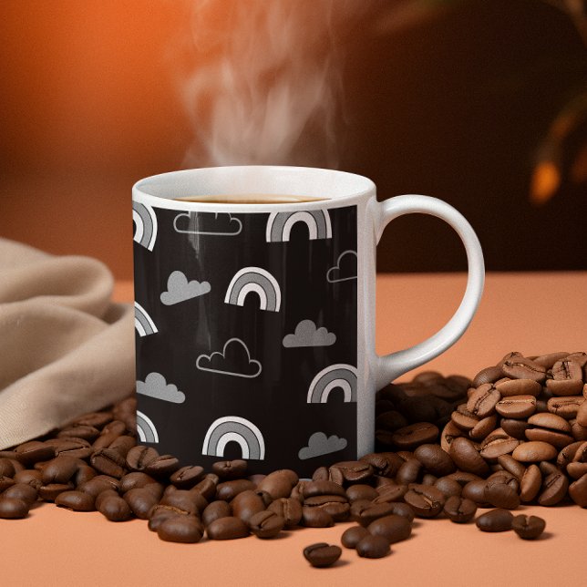 Grey Clouds and Rainbows on Black Classic Mug (Creator Uploaded)