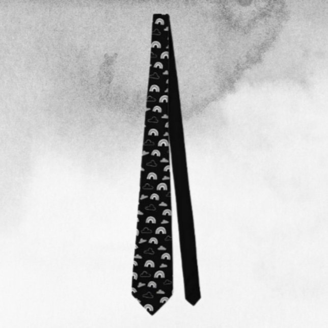 Grey Clouds and Rainbows on Black Necktie (Creator Uploaded)
