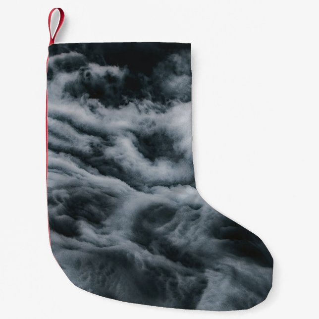 Grey clouds painting small christmas stocking (Front)