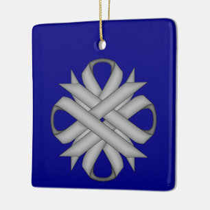 Grey Clover Ribbon by Kenneth Yoncich Ceramic Tree Decoration