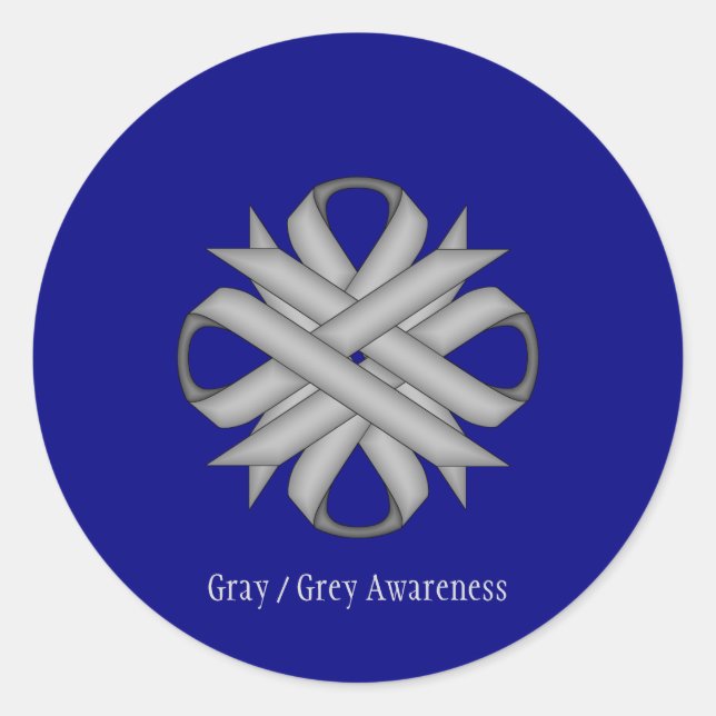 Grey Clover Ribbon by Kenneth Yoncich Classic Round Sticker (Front)