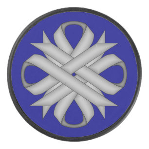 Grey Clover Ribbon by Kenneth Yoncich Hockey Puck