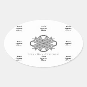 Grey Clover Ribbon Template by Kenneth Yoncich Oval Sticker