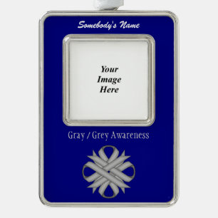Grey Clover Ribbon Template(V-O)by Kenneth Yoncich Silver Plated Framed Ornament
