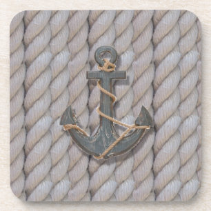grey coastal beach rope nautical anchor coaster
