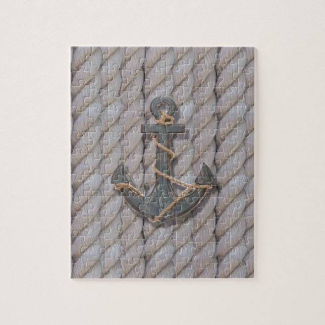 grey coastal beach rope nautical anchor jigsaw puzzle (Vertical)