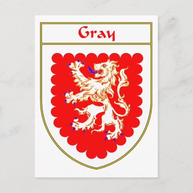 Grey Coat of Arms/Family Crest Postcard (Front)