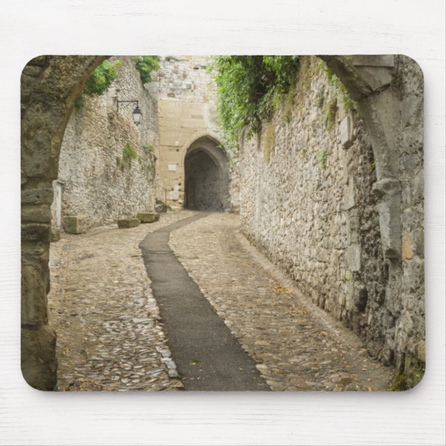 Grey Cobblestone street, France Mouse Mat (Front)