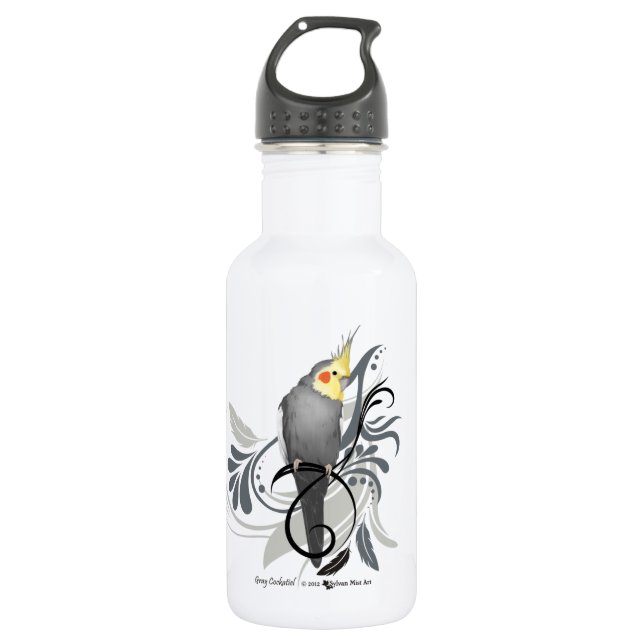 Grey Cockatiel 532 Ml Water Bottle (Front)