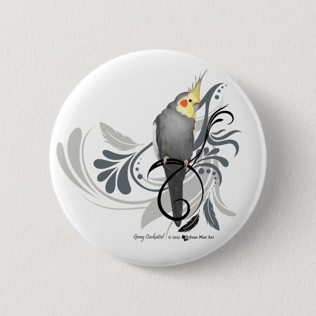 Grey Cockatiel 6 Cm Round Badge (Front)