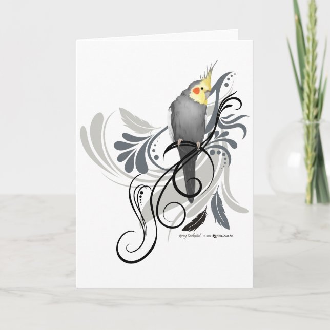 Grey Cockatiel Card (Front)