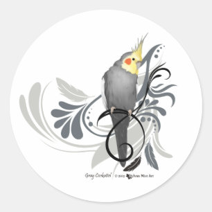 Grey Cockatiel Classic Round Sticker