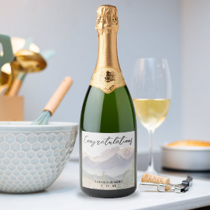Grey Colorado Mountain Wedding Sparkling Wine Label