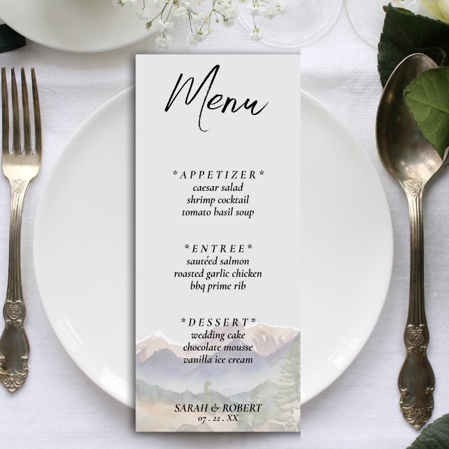 Grey Colorado Rocky Mountain Wedding Reception Menu (Grey Colorado Rocky Mountain Wedding Reception Menu)