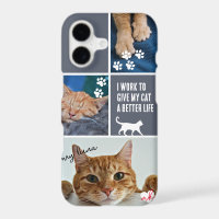 Grey Colorblock Cat Photo Collage Monogram Pet Paw