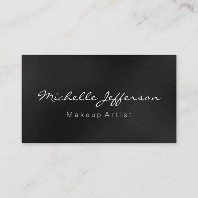 Grey Colour Makeup Artist Script Business Card (Front)