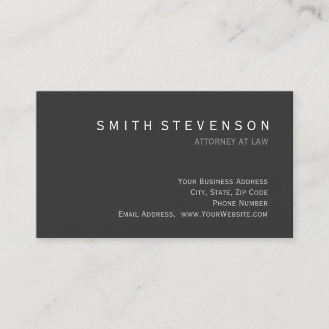 Grey Colour Standard Attorney at Law Business Card (Front)