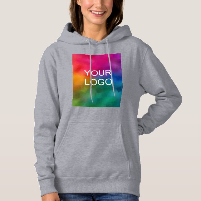 Grey Colour Template Upload Business Logo Hoodie (Front)