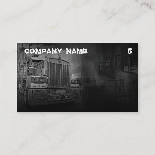 Grey Coloured Business Card For A Truck Company (Front)