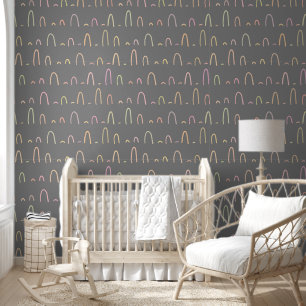 Grey & Colourful Pattern Wallpaper