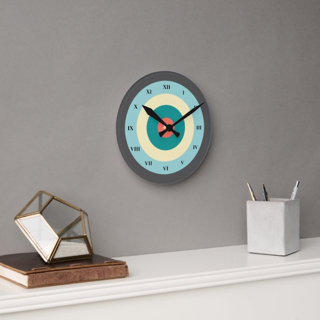 Grey Combination Bullseye by Shirley Taylor Round Clock (Office)