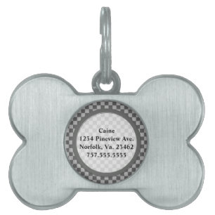 Grey Combination Checkerboard by Shirley Taylor Pet Name Tag
