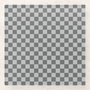 Grey Combination Classic Chequerboard by STaylor Glass Coaster